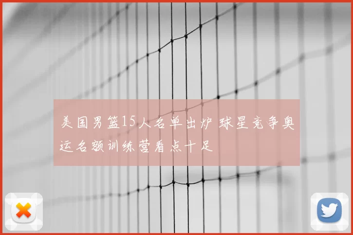 美国男篮15人名单出炉 球星竞争奥运名额训练营看点十足